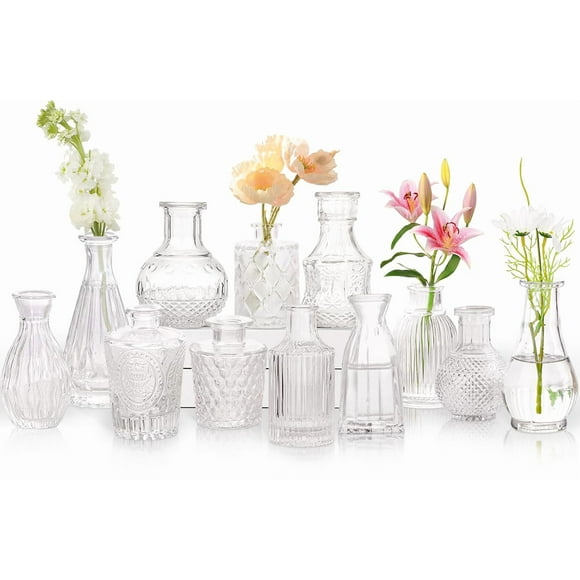 Jarrones de cristal KOIUEYW, 12 unidades, vintage, para flores