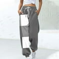 thumbnail image 2 of Wide Leg Sweatpants For Women Casual Color Blocked Printed Drawstring Loose Gray Joggers Pants (S), 2 of 6