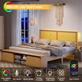 thumbnail image 4 of Luku Natural Rattan King Size Bed Frame with Sliding Barn Door Storage Cabinets and Headboard, Boho Farmhouse Wood Platform Bed with Solid Wood Legs Support, No Box Spring Needed, 4 of 9