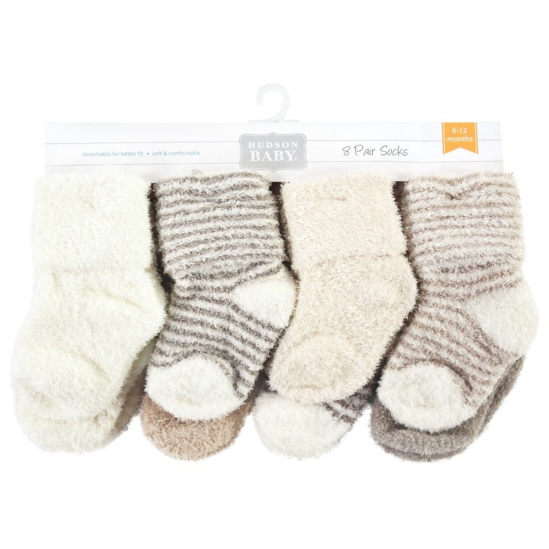 Hudson Baby Unisex Baby Chenille Socks, Beige Stripe