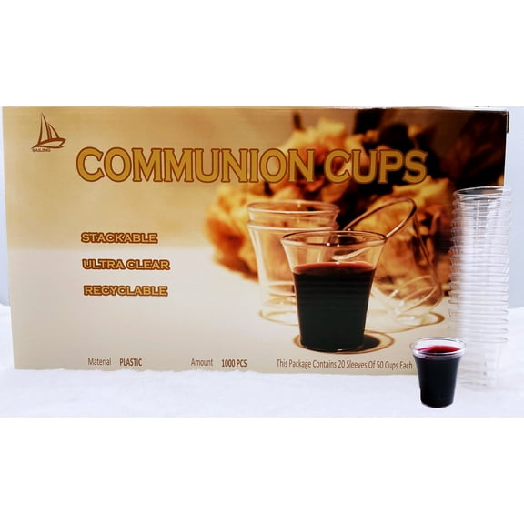 0.5 oz. Clear Plastic Communion Cups, Hard Disposable Cups Fits Standard Holy Communion Trays (1000pc)