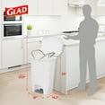 thumbnail image 4 of Glad Kitchen Trash Can with Lid, Step Foot Pedal and Garbage Bag Rings, 13 Gallon, White, 4 of 10