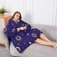 thumbnail image 5 of Oversized Wearable Blanket Hoodie,Blue Gold Sun Moon Pattern Sherpa Blanket Hoodie with Super Pockets,Super Warm Fuzzy Pullover for Women & Men, 5 of 6