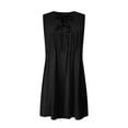 thumbnail image 4 of Hyknon Robes d'Été pour Femmes Mode Couleur Unie Col Rond Sans Manches Robes Plissées Fluides Amples Sans Manches avec Poches, 4 of 5