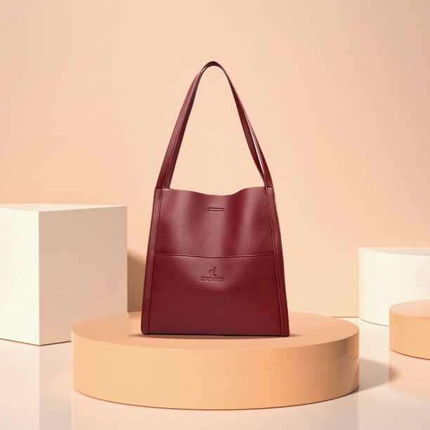Bolso de hombro de cuero para mujer, bolso Retro informal para axila, bolso de compras de gran capacidad