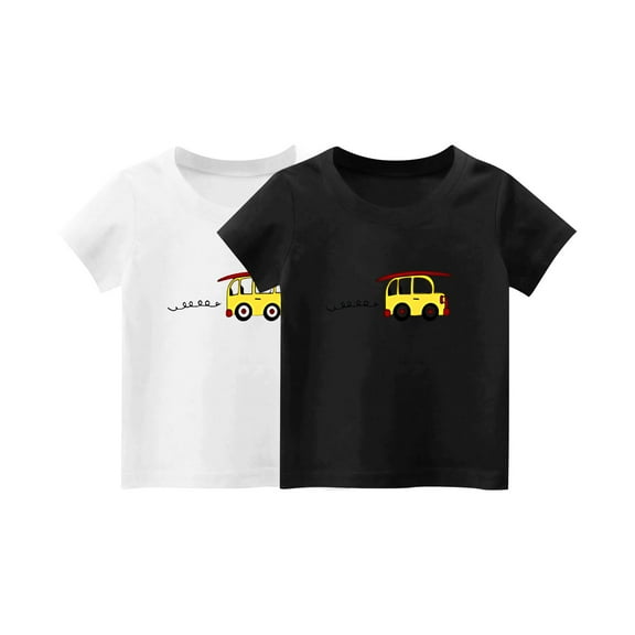 Eltusu Boys Cotton T-Shirts, Crewneck Comfort Two Pieces Pullover Short Sleeve Tops White Size 6-8 T