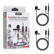 2 Pack Lavalier Microphone for iPhone Android Computer Laptop, Omnidirectional Mic with Easy Clip On System Perfect for Video Recording YouTube/Video Conference/Podcast/Voice Dictation/ASM