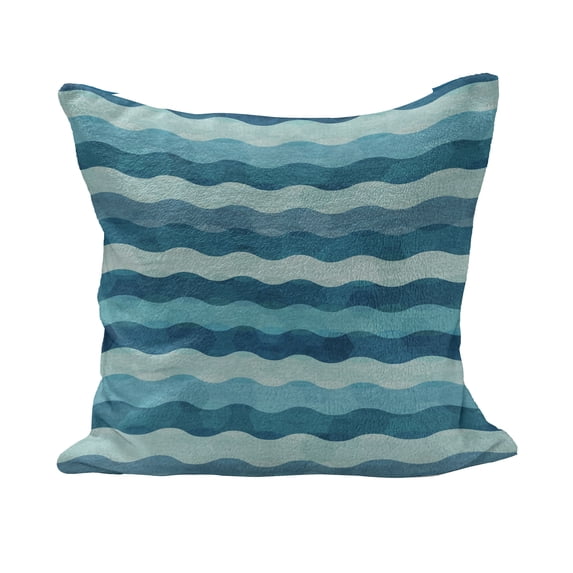 Abstract Fluffy Throw Pillow Cushion Cover, Ocean Themed Wave Design Marine Art Aquatic Color Palette Horizontal Lines, Decorative Square Accent Pillow Case, 16" x 16", Teal Turquoise, by Ambesonne