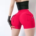 thumbnail image 6 of Breezora Women's High Waist Button Detail Yoga Shorts Scrunch Lifting Workout Running Quick Dry Gym Bottoms, 6 of 8