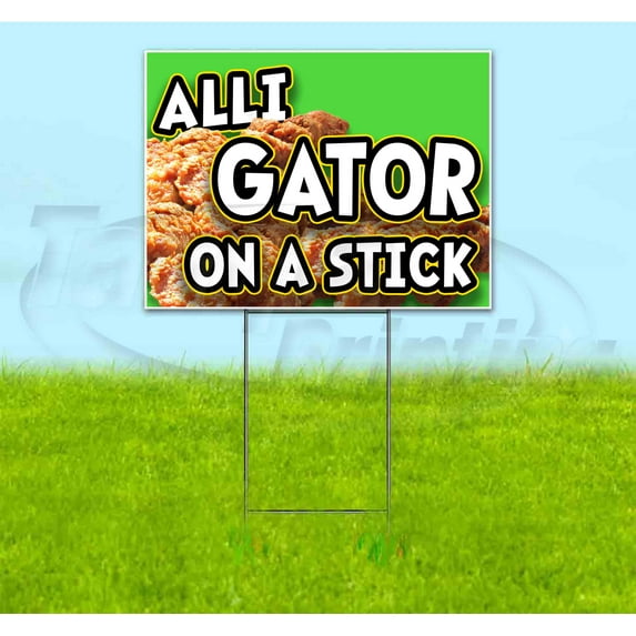 Alligator On A Stick (18"x24") Corrugated Plastic Yard Sign, Bandit, Lawn, Decorations, New, Advertising, USA