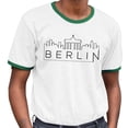 thumbnail image 2 of Skyline Berlin Germany Ringer Tee Shirt Unisex Medium White/Kelly Green, 2 of 5