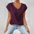 thumbnail image 3 of MORTTIC Women's Knotted V-Neck Elegant Short Sleeve Blouse Lightweight Casual Top for Spring Summer Fuchsia，XXXL, 3 of 5
