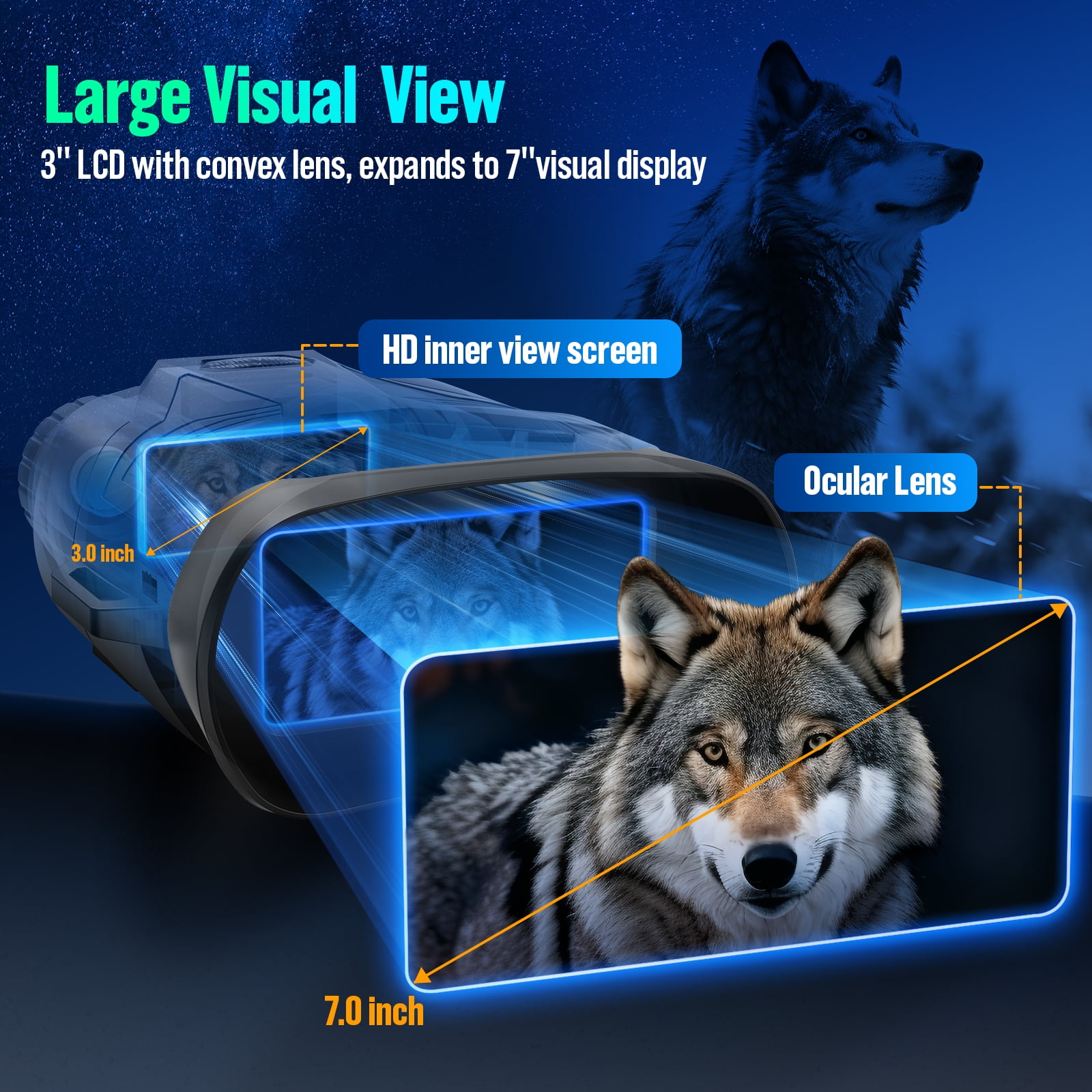 BEBANG 4k Night Vision Binoculars, 3" IPS Screen, HD Digital Infrared Night Vision Goggles, 32GB