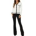 thumbnail image 2 of INSPIRE CHIC Women's Long Sleeve Button Down Classic V Neck Rib Sweater Knit Cardigan M White, 2 of 6