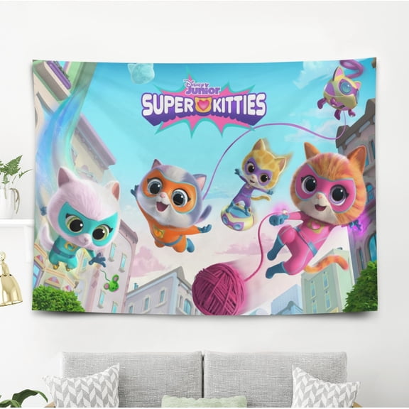 Superkitties Banner Tapestry Backdrop Party Supplies Wall Decor Birthday Gift