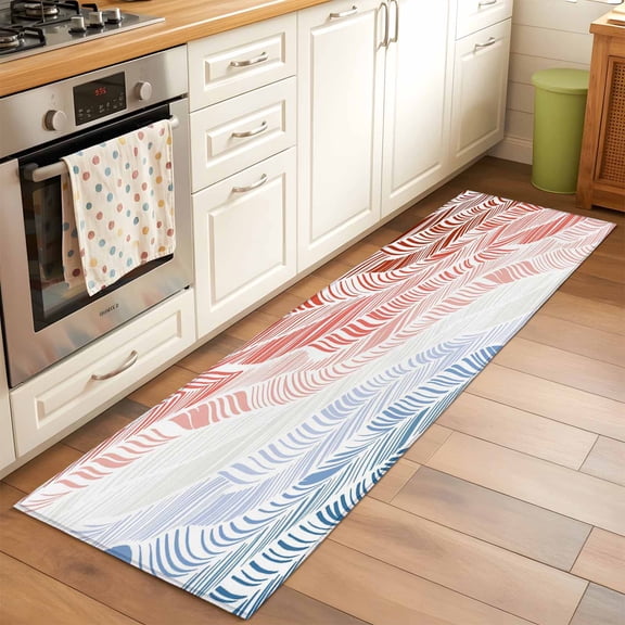 2'x6' Rug Runners for Hallways Kitchen, Ombre Orange Blue Non Slip Entryway Beside Floor Carpet Runner, Summer Coastal Ocean Sea Beach Wave Washable Laundry Room Bedroom Throw Rugs Mat for Family Pet