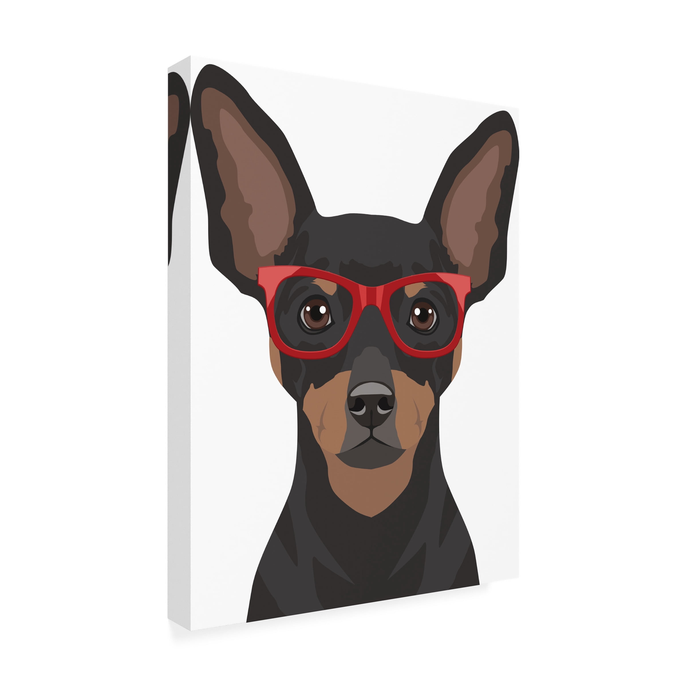 Furbaby Affiliates 'Miniature Pinscher Wearing Hipster Glasses' Canvas Art