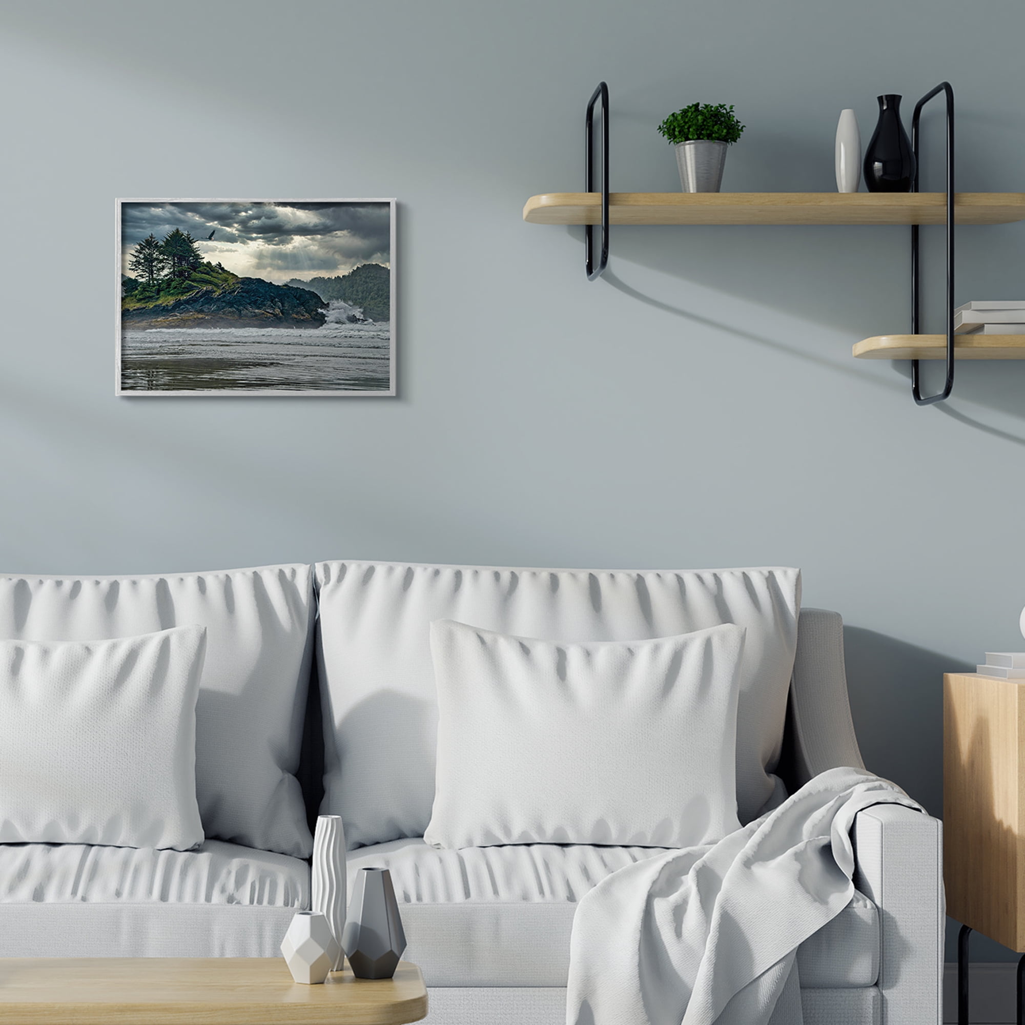 Waves Crashing into Island Rustic Landscape 16 in x 20 in Framed Photography Art Print, by Stupell Home Décor