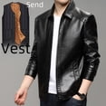 thumbnail image 3 of Chaqueta de cuero para hombre, abrigo informal de otoño e invierno para hombre, ropa de cuero engrosada con forro polar para hombres de mediana edad y mayores, 3 of 6