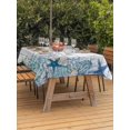 thumbnail image 3 of Outdoor Tablecloth with Umbrella Hole for Patio/Picnic/Party/Camping, Teal Blue Coastal Waterproof Table Cloth Rectangle Table Cover Washable, Starfish Beach Nautical Coral Vintage (60"x 84"), 3 of 9