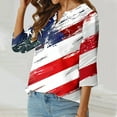 thumbnail image 4 of HADST 3/4 Sleeve T Shirts for Women - 4th of July Shirts Button V Neck Slim Tops White Tops for Women, 4 of 6