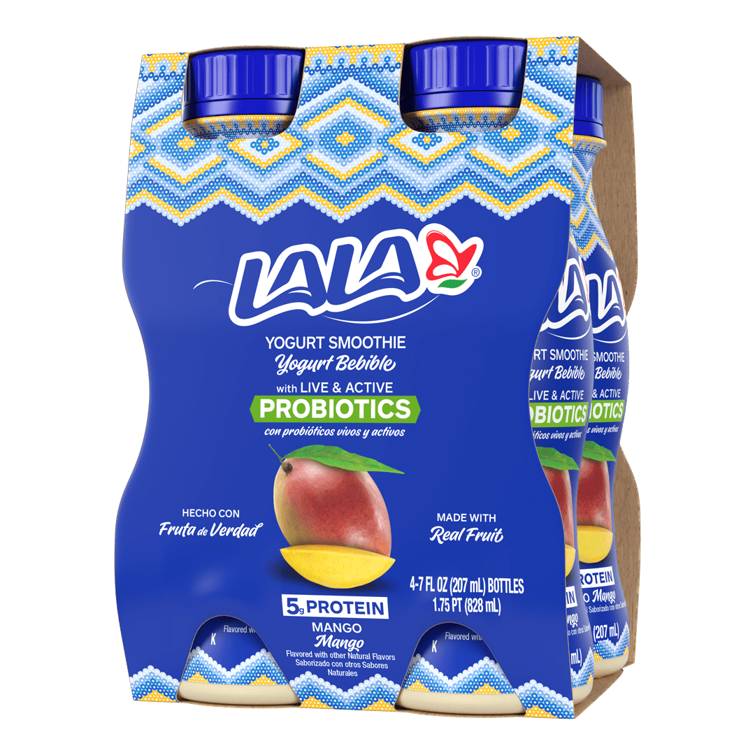 LALA Probiotic Yogurt Smoothie Drink 7oz Bottle, Tropical Mango (4 Pack)