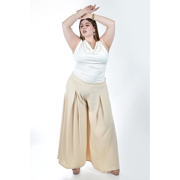 Pantalon tipo palazzo Roman Fashion /Tallas Extras, 2632 (Beige) beige 40