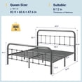 thumbnail image 3 of Allewie Queen Size Metal Platform Bed Frame with Victorian Style Wrought Iron-Art Headboard/Footboard, Silver Gray, 3 of 6
