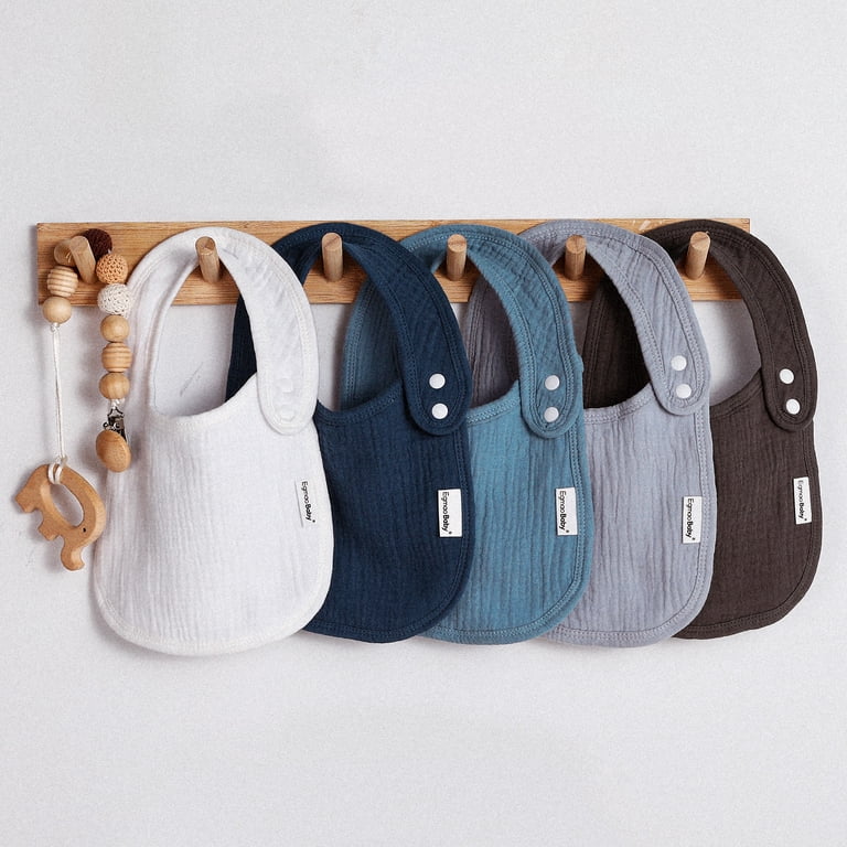 Gllquen Baby Muslin Drool Bibs 5 Pack, Blue photo 6