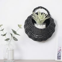 Japceit Woven Wall Planter Basket, Wooden Style Storage Flower Holder, Mounted Flowerpot Decor for Living Room Walls, Balcony Gardens