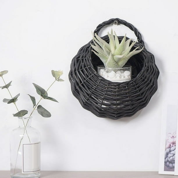 Wooden Woven Flower Basket Wall Mounted Flowerpot Living Room Storage Basket Flower Basket Wall Mounted Flowerpot