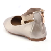 Nova Footwear Unisex Kids Ankle Strap Ballet Flats, Gold, 1-3