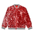 thumbnail image 6 of Aiihoo Kids Sparkly Sequin Bomber Flight Jacket Baseball Jackets Hip-hop Modern Dance Coat Tops Red 14, 6 of 6