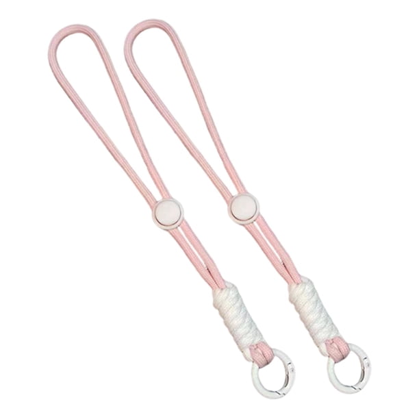 2 correas de muñeca para guantes de esquí, cordón elástico para teléfono, correa de muñeca portátil Rosa Blanco