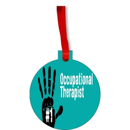 Occupational Christmas Ornaments #1 Occupational Therapist Red Heart Gift Appreciation Round Shaped Flat Hardboard Christmas Ornament Tree Decoration - Unique Modern Novelty Tree Décor Favors ()