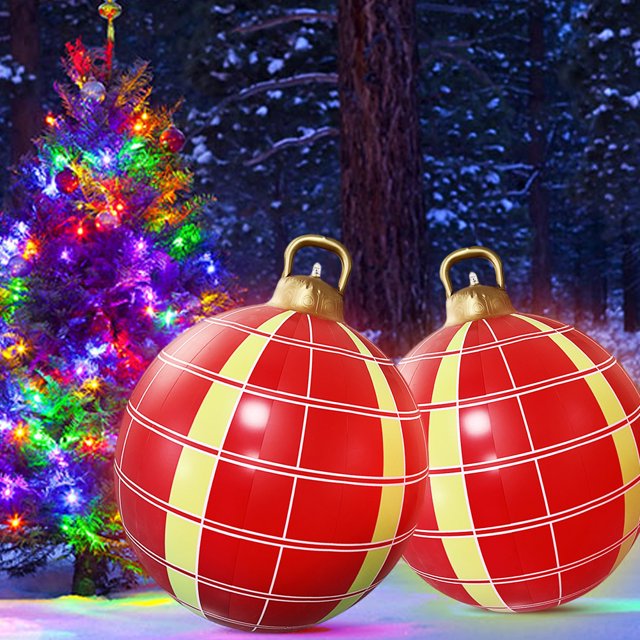 Bola inflable de Navidad de 60 cm, bola inflable de Navidad con brillo de PVC (estilo Q)