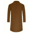 thumbnail image 4 of FAVIPT Winter Trench Coat Men Notched Collar Single Breasted Top Coat Mid-Length Wool Blend Overcoat Casual Business Classic Jackets for Men Brown,M, 4 of 7