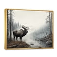 thumbnail image 2 of Designart "Grey Moose Calm Tones" Animals Floater Framed Wall Decor, 2 of 7
