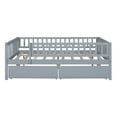 thumbnail image 5 of Bellemave Full Daybed with Storage and Fence, Wooden Full Size Platform Bed with Rails and 2 Drawers, Low Loft Bed Frame for Teens (Gray), 5 of 7