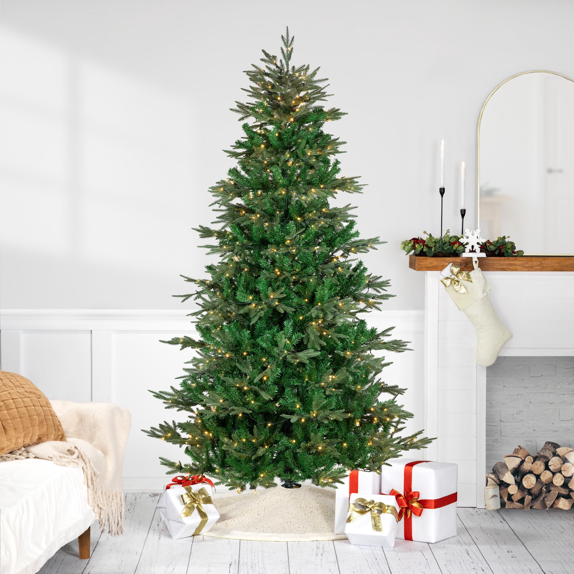 Northlight Clear Prelit LED Green Hudson Fir Artificial Christmas Tree, 7.5'