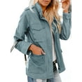 thumbnail image 2 of Long Sleeve Women Spring Fall Solid Color Zipper Coat Stand Collar Casual Military Anorak Jackets with Pocket, 2 of 6