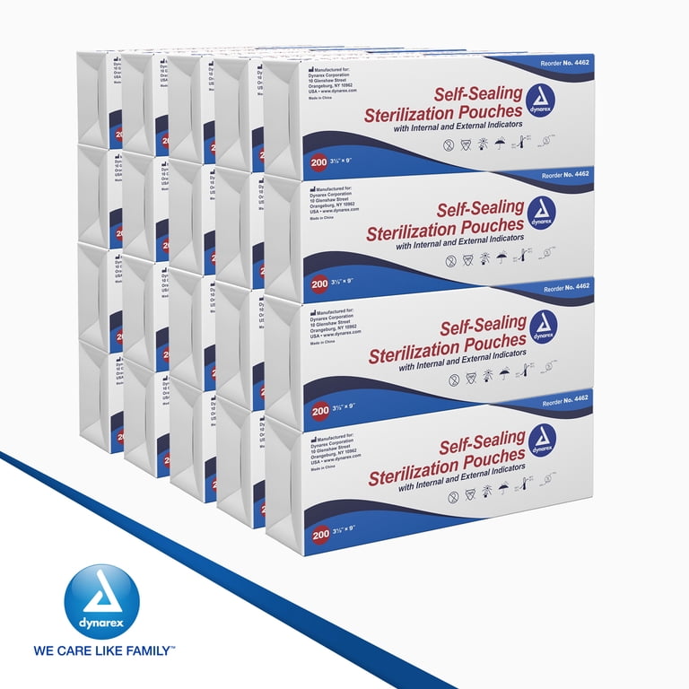 Sterilization Pouches 3.5"x9" - Self-Sealing Autoclave Bags With Sterilization Indicators