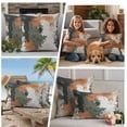 thumbnail image 5 of Vintage Sage Green Orange Outdoor Pillow Covers, Waterproof Decorative Throw Pillowcases Set of 2, Modern Abstract Art Couch Cushion Cases with Zipper for Outside Patio Garden Sofa 20"x20", 5 of 9