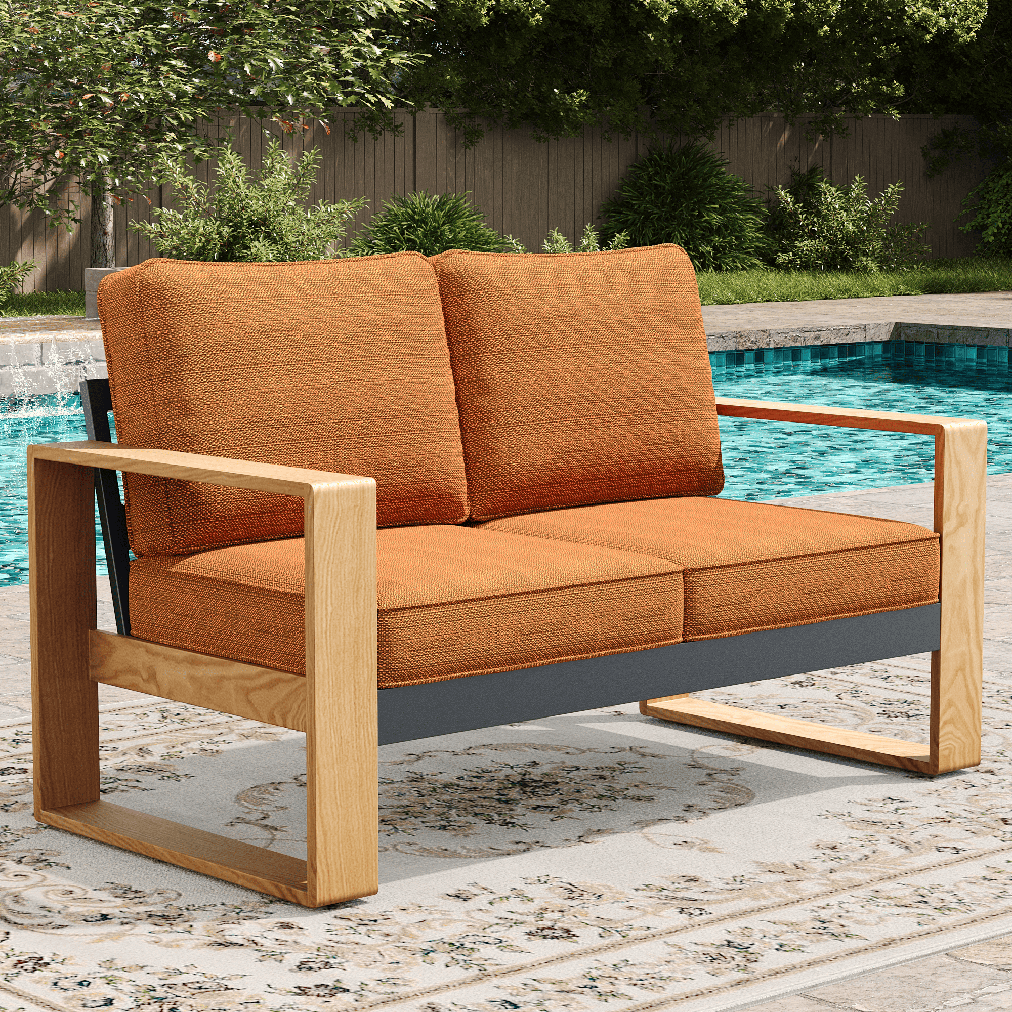 LayinSun Aluminum Patio Furniture Set 2 Seat Loveseat, Oversized Seat with Hight Back, Outdoor Conversation Sets for Porch, Balcony, Deck