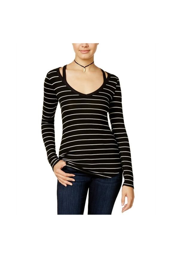 Womens Ribbed Basic T-Shirt, Black, Large