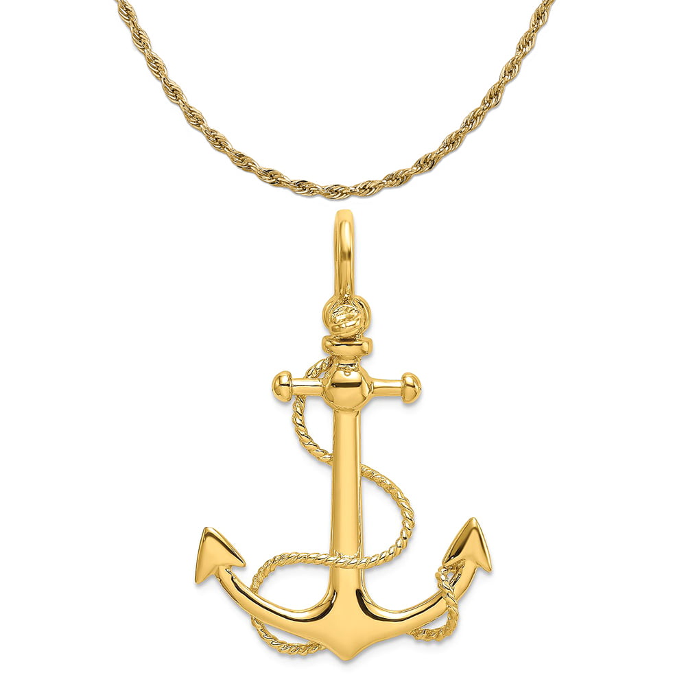 14k 3-D Anchor with Rope Post Earrings