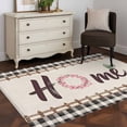 thumbnail image 3 of Hallway Runner Rugs 2.7x5 Ft, Spring Flowers Non Slip Area Rugs for Kitchen Bedroom Entryway, Vintage Watercolor Black Plaid on Linen Washable Carpet Runner Rug Floor Mats for Bedroom Home Decor, 3 of 8