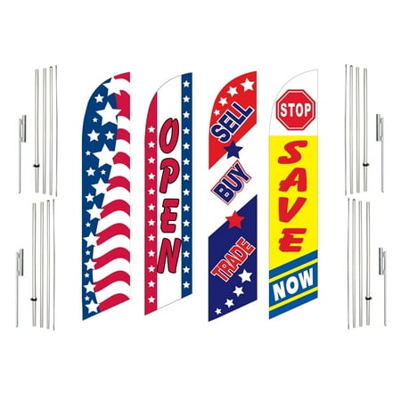4 Swooper Flags With 4 Pole Kits Patriotic Used Cars Sell Buy Trade Save Now