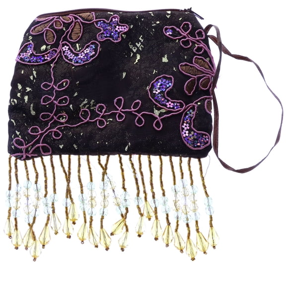 Mi Amore Floral Design Coin Purse Brown/Multicolor