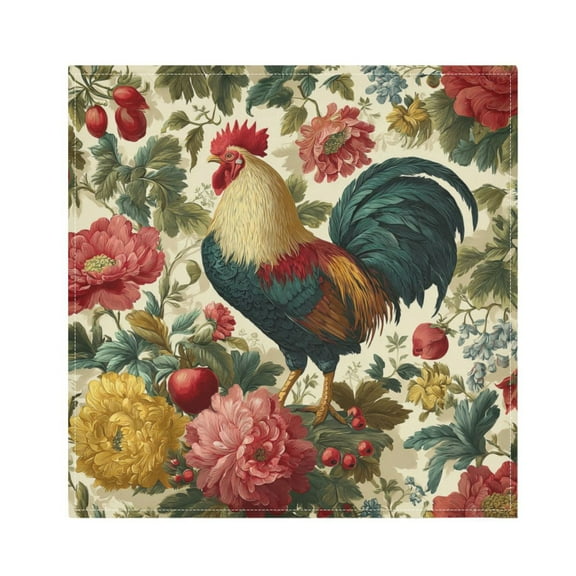 1 Pack 20'' x20" Satin Table Napkins Dinner Napkins for wedding Party Decoration events Rooster and Vintage Floral